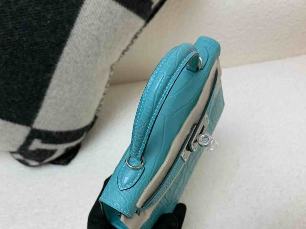 Hermès Mini Kelly Matte Alligator Bleu Paon x Palladium Hardware