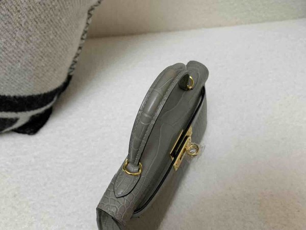 Hermès Mini Kelly II Matte Alligator Etoupe x Gold Hardware