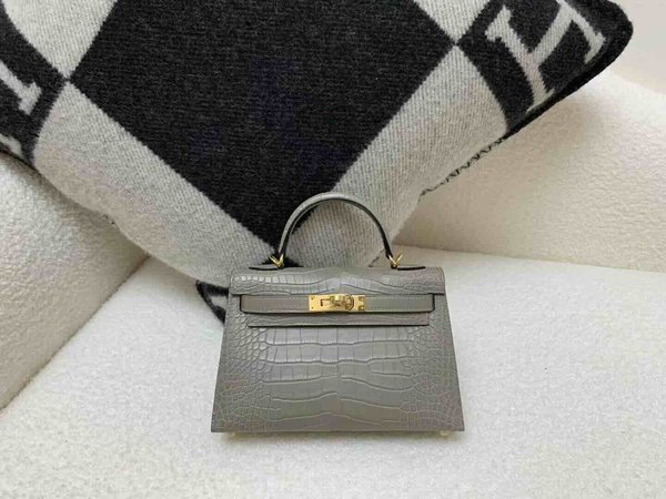 Hermès Mini Kelly II Matte Alligator Etoupe x Gold Hardware