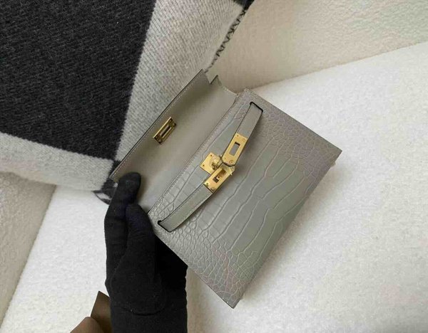 Hermès Mini Kelly II Matte Alligator Etoupe x Gold Hardware