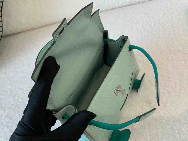 Hermès Kelly Doll Matte Alligator Mint Green (Vert Fizz) x Palladium Hardware