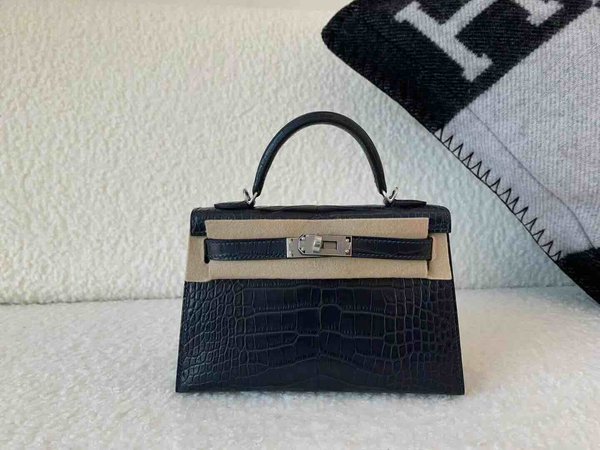 Hermès Mini Kelly II Matte Alligator Mississippiensis Bleu Nuit x Palladium Hardware
