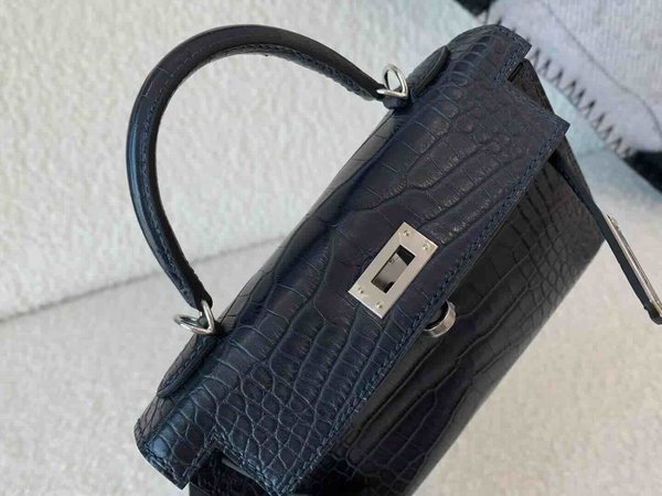 Hermès Mini Kelly II Matte Alligator Mississippiensis Bleu Nuit x Palladium Hardware