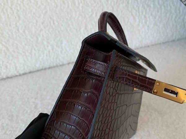 Hermès Mini Kelly II Matte Alligator Mississippiensis Havane x Gold Hardware
