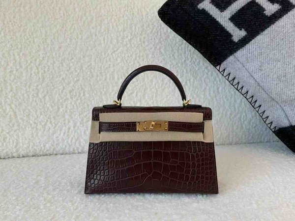 Hermès Mini Kelly II Matte Alligator Mississippiensis Havane x Gold Hardware