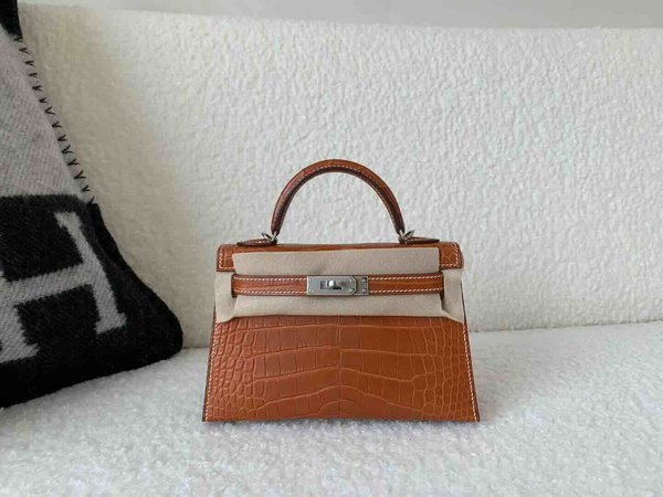 Hermès Mini Kelly II Matte Alligator Fauve x Palladium Hardware