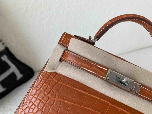 Hermès Mini Kelly II Matte Alligator Fauve x Palladium Hardware