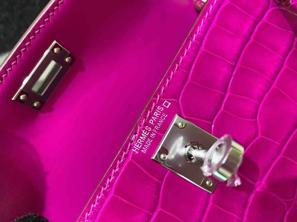 Hermès Mini Kelly II Shiny Alligator Amethyst Purple x Palladium Hardware