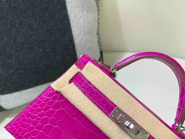 Hermès Mini Kelly II Shiny Alligator Amethyst Purple x Palladium Hardware