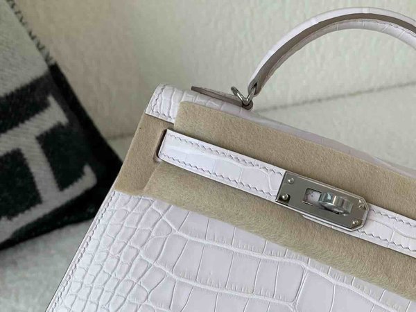 Hermès Mini Kelly II Matte Alligator Mauve Pale x Palladium Hardware