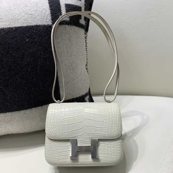 Hermès Constance Mini 18 Lizard Gris Perle with Palladium Hardware