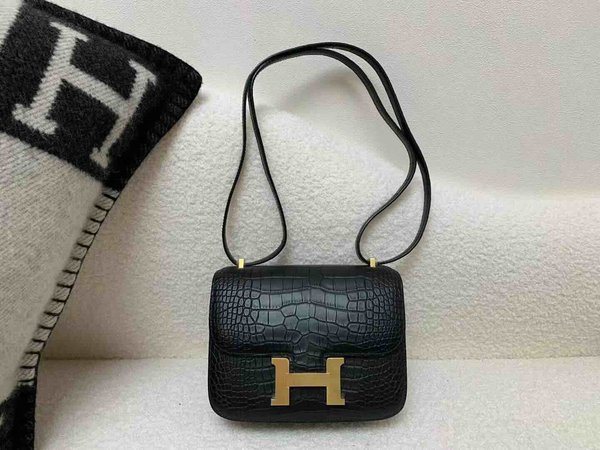 Hermès Constance 19 Matte Alligator Noir x Gold Hardware