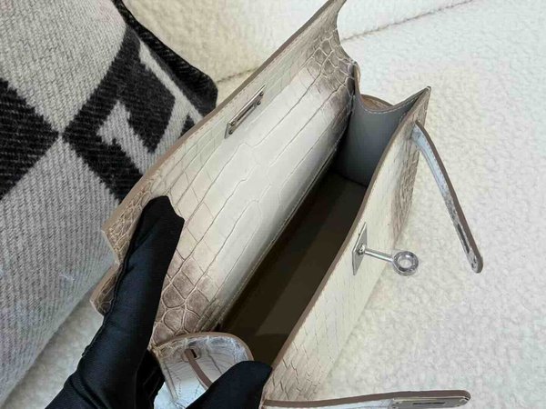 Hermès Mini Kelly I · Matte Crocodile · Himalaya x Palladium