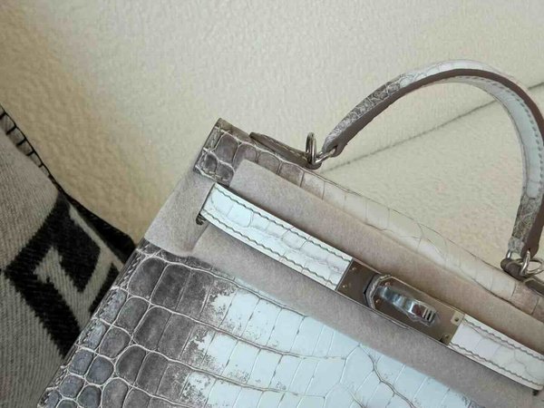Hermès Mini Kelly II · Matte Crocodile · Himalaya · Palladium