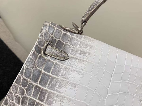 ermès Kelly 25 Himalaya Niloticus Crocodile Palladium Hardware