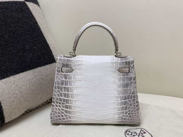 ermès Kelly 25 Himalaya Niloticus Crocodile Palladium Hardware