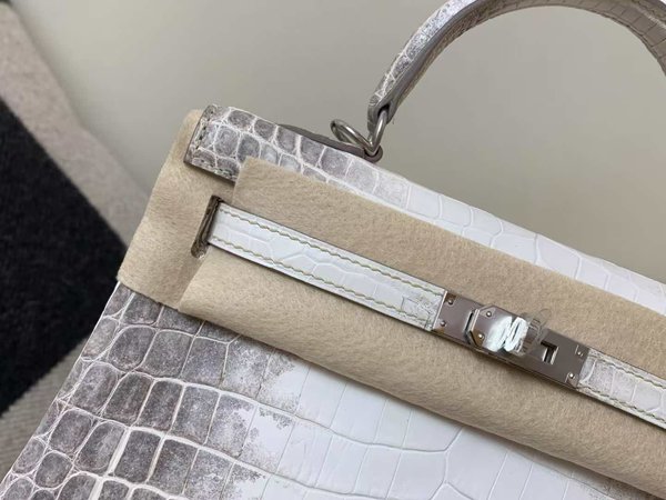 ermès Kelly 25 Himalaya Niloticus Crocodile Palladium Hardware