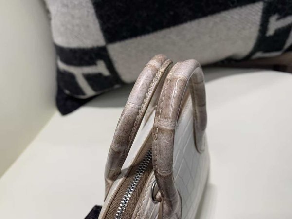 Hermès Mini Bolide Himalaya Niloticus Crocodile with Palladium Hardware