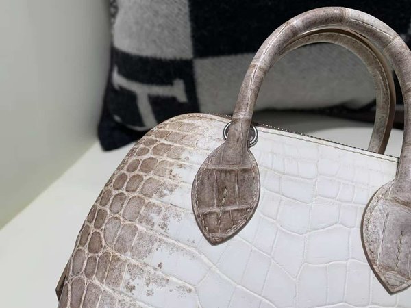 Hermès Mini Bolide Himalaya Niloticus Crocodile with Palladium Hardware