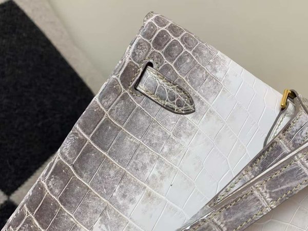 Hermès Kelly Pochette Niloticus Crocodile Himalaya with Gold Hardware