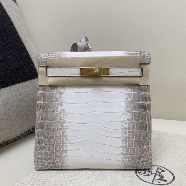 Hermès Kelly Pochette Niloticus Crocodile Himalaya with Gold Hardware