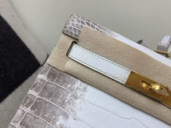 Hermès Kelly Pochette Niloticus Crocodile Himalaya with Gold Hardware