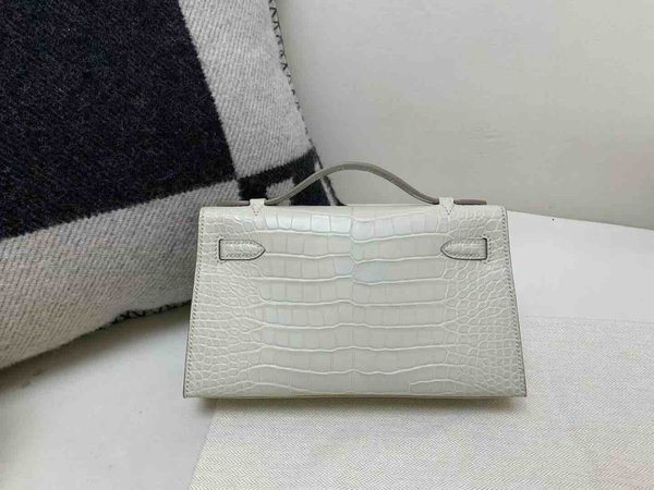 Hermès Mini Kelly I  Alligator Matte Glacier White with Palladium Hardware