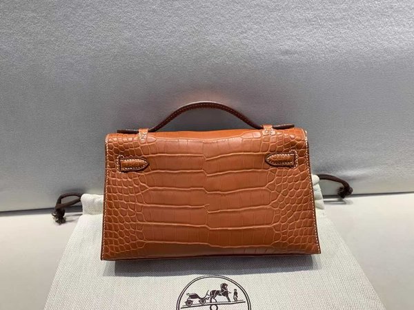 Hermès Kelly Pochette Matte Alligator Gold with Gold Hardware