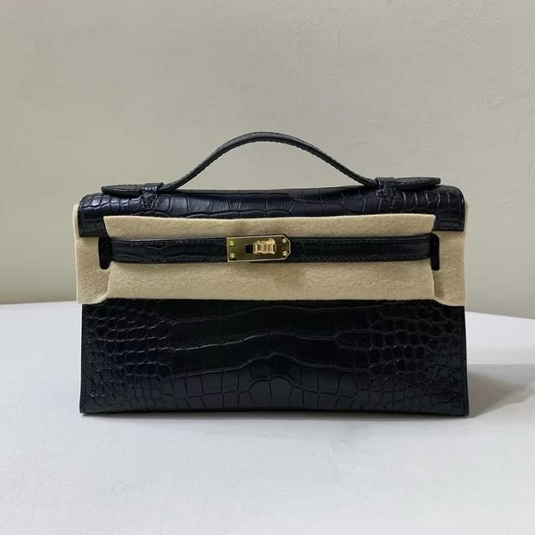 Hermès Mini Kelly I Matte Alligator Black – Gold Hardware