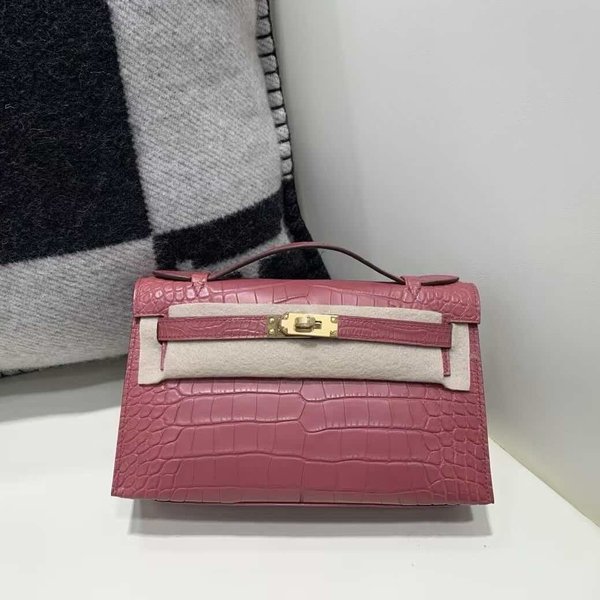 Hermès Mini Kelly I Matte Alligator Old Rose – Gold Hardware