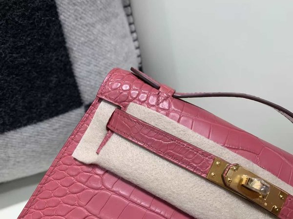 Hermès Mini Kelly I Matte Alligator Old Rose – Gold Hardware