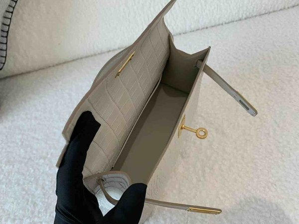 Hermès Pochette Matte Alligator Mississippiensis Glacier White x Gold Hardware