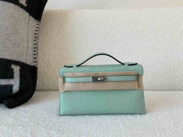 Hermès Matte Alligator Mississippiensis Mint Green (Vert Fizz) x Palladium