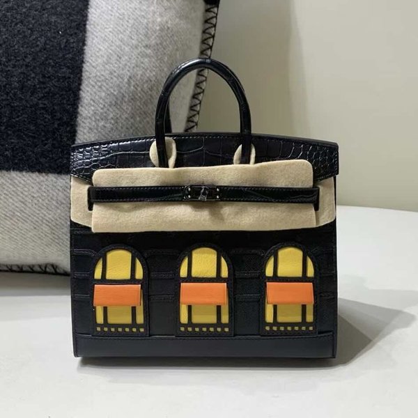 Hermès Birkin Faubourg 20 “So Black” in Shiny Alligator and Swift Leather, Palladium Hardware