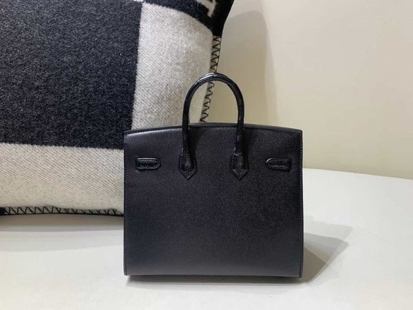 Hermès Birkin Faubourg 20 “So Black” in Shiny Alligator and Swift Leather, Palladium Hardware