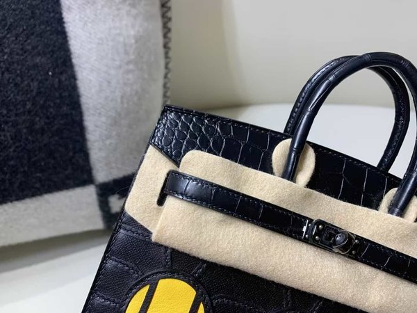 Hermès Birkin Faubourg 20 “So Black” in Shiny Alligator and Swift Leather, Palladium Hardware