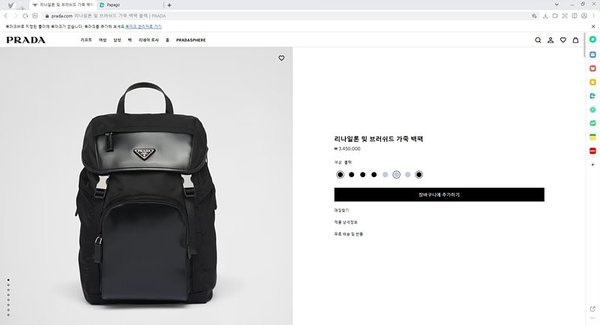 프라다 리나일론 및 브러쉬드 가죽 백팩 [매장가 345만원대]