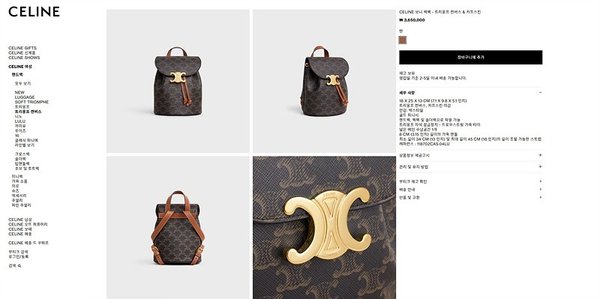 셀린느 보니 백팩 트리옹프 캔버스 & 카프스킨 [매장가 365만원대]