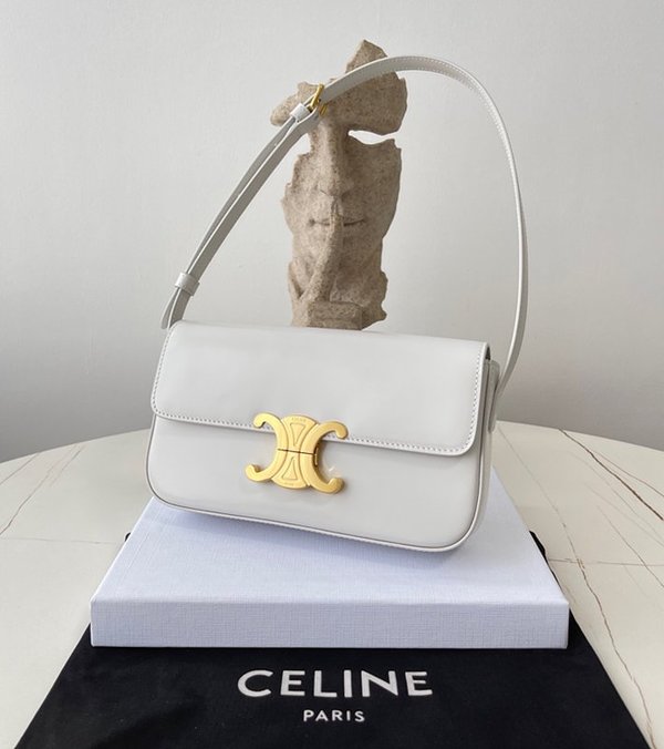 셀린느 클로드 숄더백 샤이니 카프스킨 화이트 [매장가 405만원대]