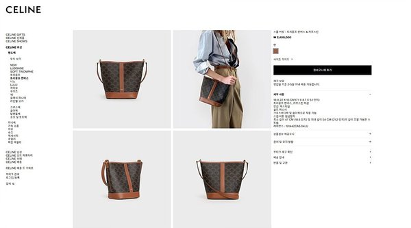 셀린느 스몰 버킷백 트리옹프 캔버스 & 카프스킨 탠 [매장가 240만원대]