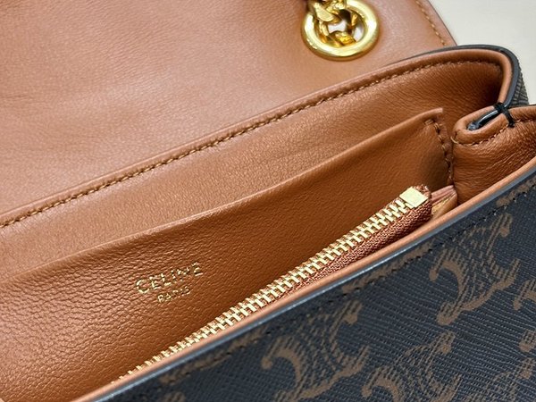 셀린느 틴 빅투아르 체인 숄더백 트리옹프 캔버스 & 카프스킨 탠 [매장가 400만원대]