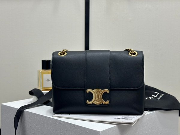 셀린느 미디엄 틴 빅투아르 체인 숄더백 블랙 [매장가 450만원대]