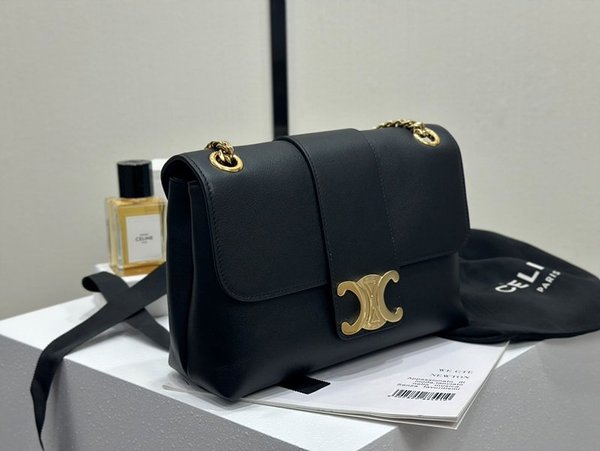 셀린느 미디엄 틴 빅투아르 체인 숄더백 블랙 [매장가 450만원대]