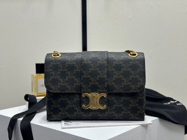 셀린느 미디엄 틴 빅투아르 체인 숄더백 트리옹프 캔버스 & 카프스킨 탠 [매장가 450만원대]