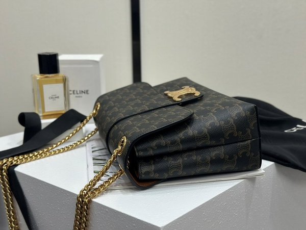 셀린느 미디엄 틴 빅투아르 체인 숄더백 트리옹프 캔버스 & 카프스킨 탠 [매장가 450만원대]