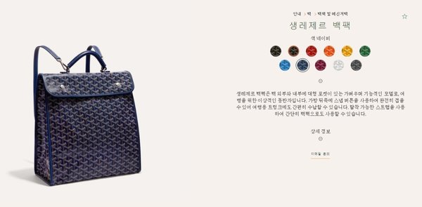 고야드 생 레제르 백팩 / 네이비 [매장가400만원대]