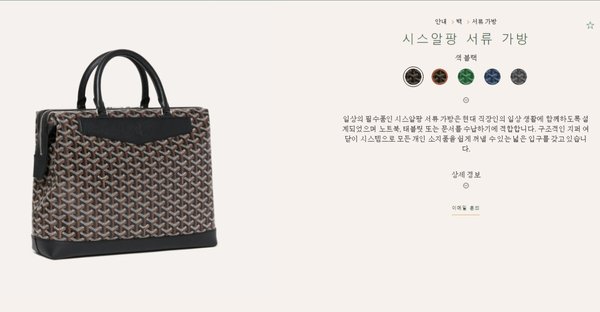 고야드 시스알팡 서류 가방 / 블랙 [매장가 450만원대]