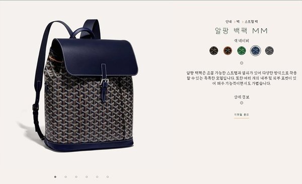 고야드 알팡 백팩 MM / 네이비 [매장가 880만원대]