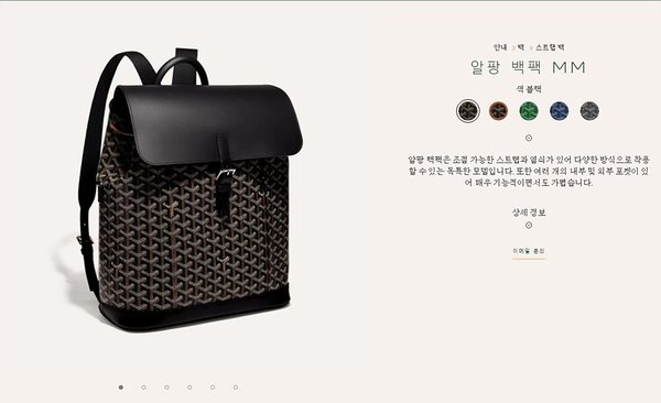 고야드 알팡 백팩 MM / 블랙 [매장가 880만원대]