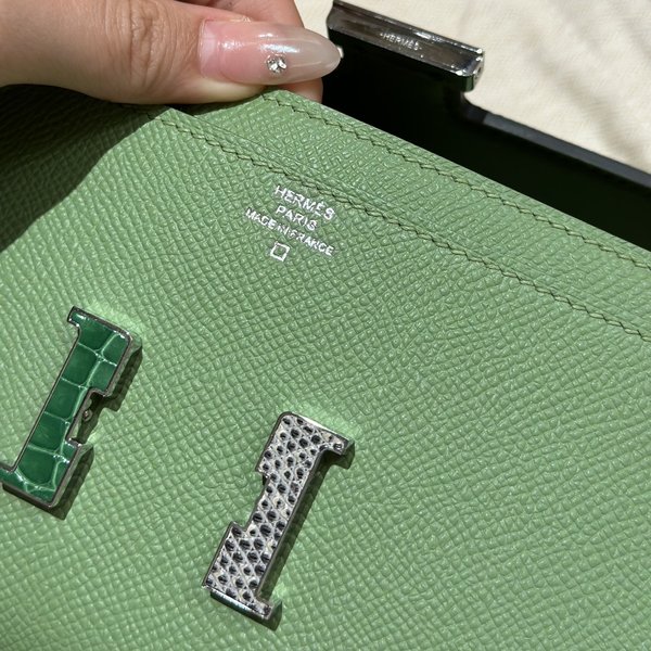 [하이엔드급] 에르메스 콘스탄스 투고 월렛 / 3I Vert Criquet 엡솜 리자드 악어 은장 [매장가 1290만원대]